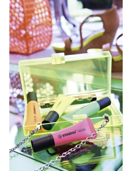 STABILO NEON evidenziatore 4 pz Punta smussata Verde, Arancione, Rosa, Giallo