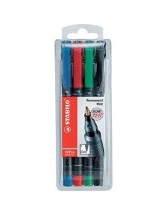 STABILO OHPen universal permanent, 4 Pack marcatore permanente Tipo di punta Nero, Blu, Verde, Rosso 4 pz