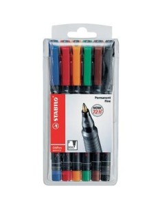 STABILO OHPen universal permanent, 6 Pack marcatore permanente Tipo di punta Nero, Blu, Marrone, Verde, Arancione, Rosso 6 pz