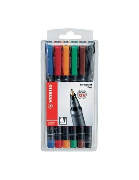 STABILO OHPen universal permanent, 6 Pack marcatore permanente Tipo di punta Nero, Blu, Marrone, Verde, Arancione, Rosso 6 pz