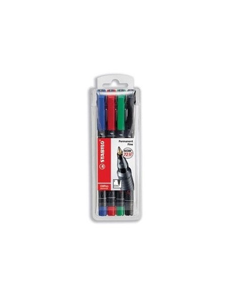 STABILO OHPen universal permanent, 4 Pack marcatore permanente Tipo di punta Nero, Blu, Verde, Rosso 4 pz