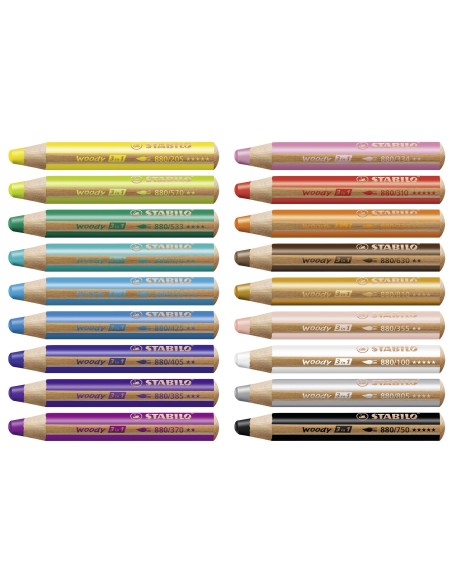 STABILO woody 3 in 1 Multicolore 18 pz