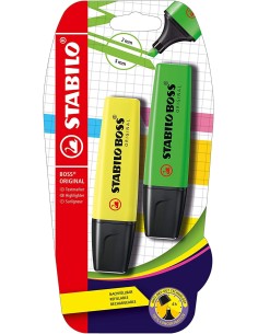 STABILO Evidenziatore - BOSS ORIGINAL - Pack da 2 - Giallo Verde