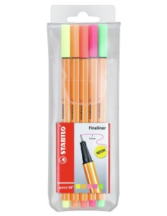 STABILO Fineliner - point 88 NEON - Astuccio da 5 - Colori fluorescenti assortiti