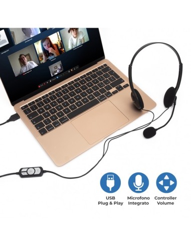 Vultech Cuffie Headset USB Con Microfono