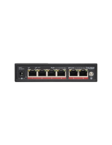 Vultech Security Switch PoE+ Gigabit 4 porte 10 100 1000 GE + 2 porte Uplink 10 100 1000 GE 60W AI SMART