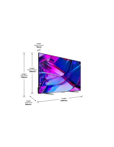 Hisense U7KQ TV Mini-LED ULED 4K Ultra HD 100” 100U7KQ, Smart TV VIDAA U7, QLED Display 144Hz, Wifi, Retroilluminazione