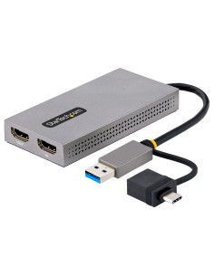 StarTech.com Adattatore USB 3.0 a HDMI, Scheda Video Esterna USB 3.0 a Doppio HDMI (1x 4K30Hz 1x 1080p), Cavo da 11cm integrato