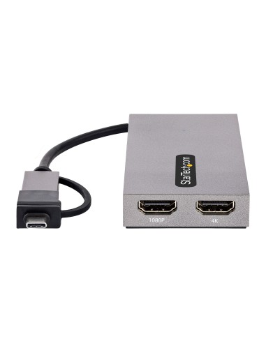 StarTech.com Adattatore USB 3.0 a HDMI, Scheda Video Esterna USB 3.0 a Doppio HDMI (1x 4K30Hz 1x 1080p), Cavo da 11cm integrato