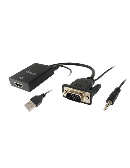 Equip 119038 cavo e adattatore video 0,2 m VGA (D-Sub) + 3.5mm DVI-D + USB Nero
