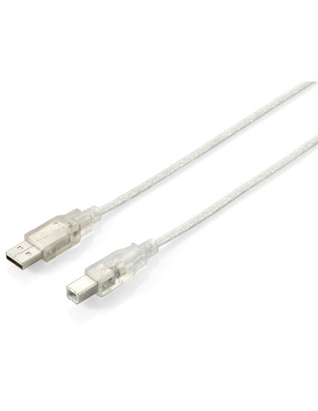 Equip 128651 cavo USB 3 m USB 2.0 USB A USB B Argento, Trasparente