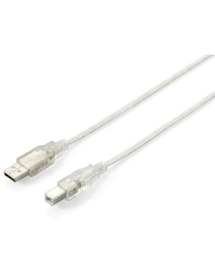Equip 128652 cavo USB 5 m USB 2.0 USB A USB B Argento, Trasparente