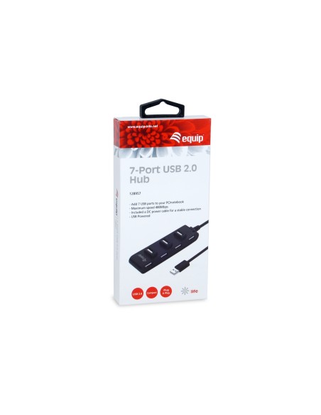 Equip 128957 hub di interfaccia USB 2.0 480 Mbit s Nero