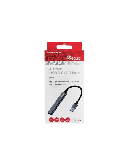 Equip 128960 hub di interfaccia USB 3.2 Gen 1 (3.1 Gen 1) Type-A 5000 Mbit s Nero, Grigio