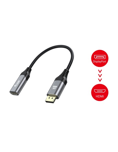 Equip 133445 cavo e adattatore video 0,15 m DisplayPort HDMI Nero, Grigio
