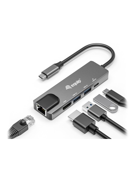 Equip 133489 replicatore di porte e docking station per laptop Cablato USB 3.2 Gen 1 (3.1 Gen 1) Type-C Grigio