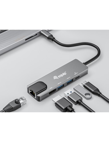 Equip 133489 replicatore di porte e docking station per laptop Cablato USB 3.2 Gen 1 (3.1 Gen 1) Type-C Grigio
