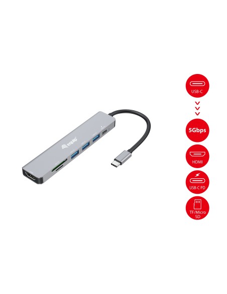 Equip 133494 replicatore di porte e docking station per laptop Cablato USB 3.2 Gen 1 (3.1 Gen 1) Type-C Argento