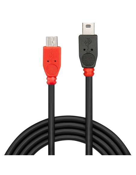 Lindy 31719 cavo USB 2 m USB 2.0 Mini-USB B Micro-USB B Nero, Rosso
