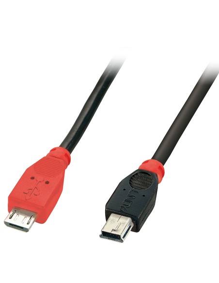 Lindy 31719 cavo USB 2 m USB 2.0 Mini-USB B Micro-USB B Nero, Rosso