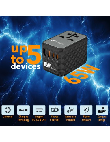 Verbatim 32120 adattatore per presa di corrente Universale Nero