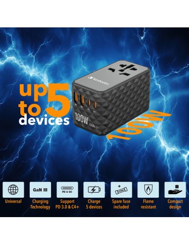 Verbatim 32121 adattatore per presa di corrente Universale Nero