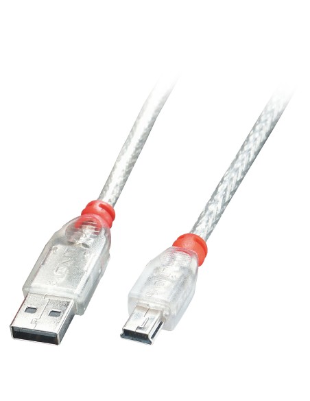 Lindy 41784 cavo USB 3 m USB 2.0 USB A Mini-USB B Trasparente