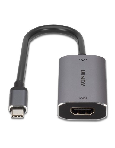 Lindy 43327 cavo e adattatore video 0,11 m USB tipo-C HDMI Nero, Grigio