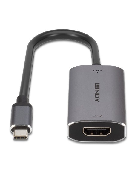 Lindy 43327 cavo e adattatore video 0,11 m USB tipo-C HDMI Nero, Grigio