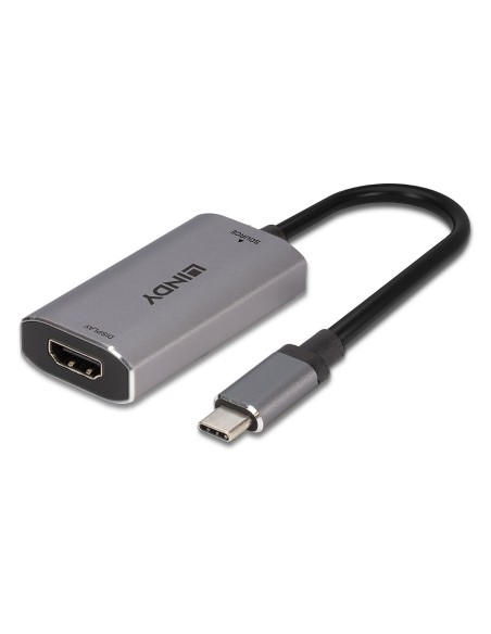 Lindy 43327 cavo e adattatore video 0,11 m USB tipo-C HDMI Nero, Grigio