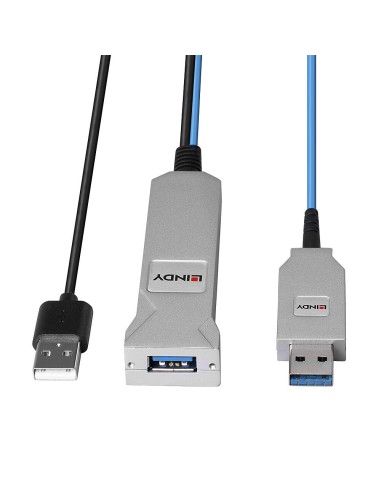 Lindy 43345 cavo USB 30 m USB 3.2 Gen 1 (3.1 Gen 1) USB A 2 x USB A Blu, Argento