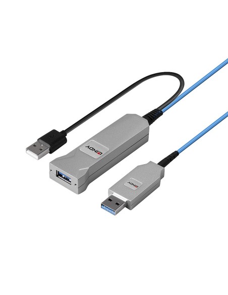 Lindy 43345 cavo USB 30 m USB 3.2 Gen 1 (3.1 Gen 1) USB A 2 x USB A Blu, Argento
