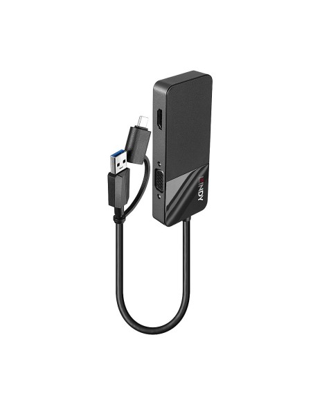 Lindy 43354 replicatore di porte e docking station per laptop USB 3.2 Gen 1 (3.1 Gen 1) Type-A + Type-C Nero