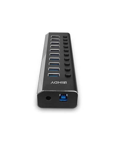 Lindy 10 Port USB 3.0 Hub with On Off Switches USB 3.2 Gen 1 (3.1 Gen 1) Type-B 5000 Mbit s Nero