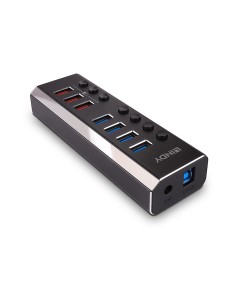 Lindy 4 Port USB 3.0 Hub with 3 Quick Charge 3.0 Ports USB 3.2 Gen 1 (3.1 Gen 1) Type-B 5000 Mbit s Nero 2