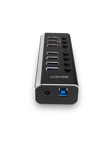 Lindy 4 Port USB 3.0 Hub with 3 Quick Charge 3.0 Ports USB 3.2 Gen 1 (3.1 Gen 1) Type-B 5000 Mbit s Nero
