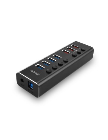 Lindy 4 Port USB 3.0 Hub with 3 Quick Charge 3.0 Ports USB 3.2 Gen 1 (3.1 Gen 1) Type-B 5000 Mbit s Nero
