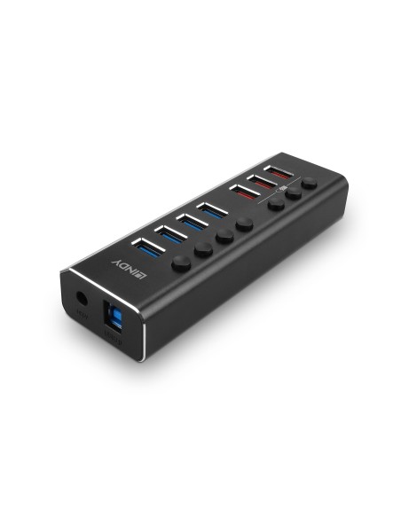 Lindy 4 Port USB 3.0 Hub with 3 Quick Charge 3.0 Ports USB 3.2 Gen 1 (3.1 Gen 1) Type-B 5000 Mbit s Nero