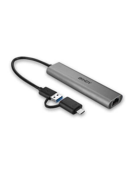 Lindy 43379 hub di interfaccia USB 3.2 Gen 1 (3.1 Gen 1) Type-A + Type-C 5000 Mbit s Grigio