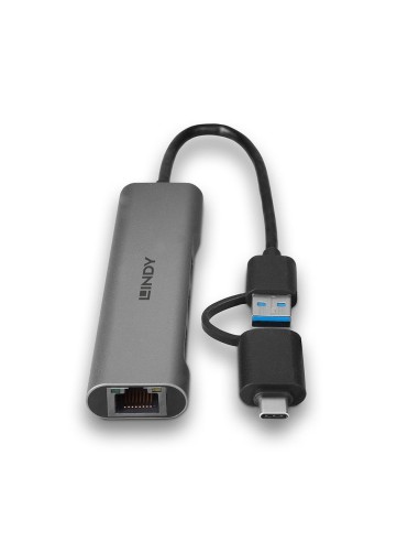 Lindy 43379 hub di interfaccia USB 3.2 Gen 1 (3.1 Gen 1) Type-A + Type-C 5000 Mbit s Grigio