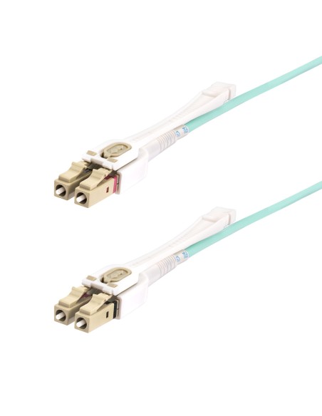 StarTech.com Cavo in fibra ottica multimodale OM4 LC a LC (UPC) con linguette push-pull, 4m, 50 125µm, Reti 100G, Insensibile