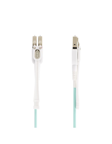 StarTech.com Cavo in fibra ottica multimodale OM4 LC a LC (UPC) con linguette push-pull, 8m, 50 125µm, Reti 100G, Insensibile