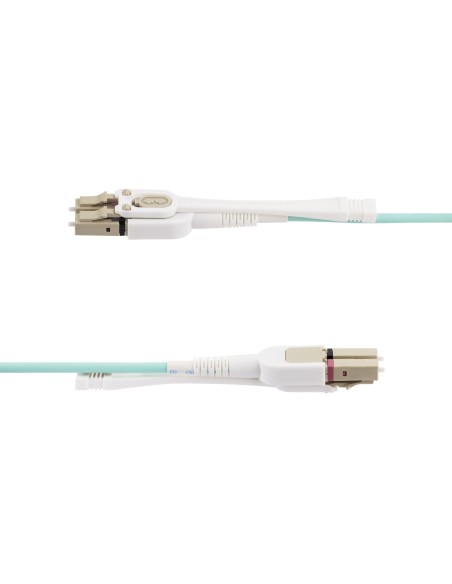 StarTech.com Cavo in fibra ottica multimodale OM4 LC a LC (UPC) con linguette push-pull, 8m, 50 125µm, Reti 100G, Insensibile