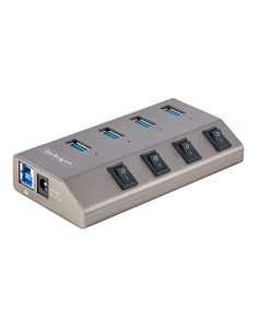 StarTech.com Hub USB-C Autoalimentato a 4 Porte con Interruttori Individuali - Multipresa USB 3.0 5Gbps per Notebook e PC