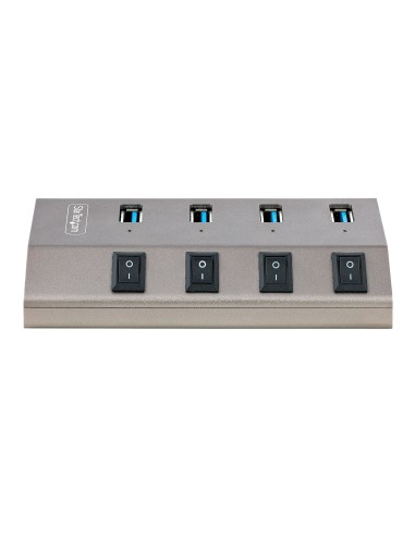 StarTech.com Hub USB-C Autoalimentato a 4 Porte con Interruttori Individuali - Multipresa USB 3.0 5Gbps per Notebook e PC
