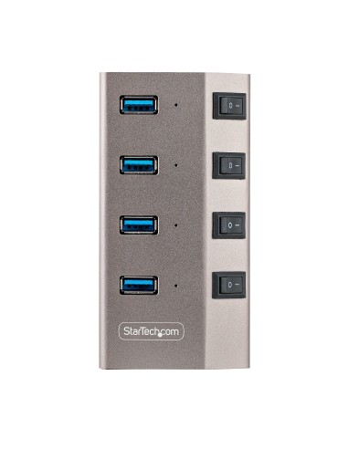 StarTech.com Hub USB-C Autoalimentato a 4 Porte con Interruttori Individuali - Multipresa USB 3.0 5Gbps per Notebook e PC