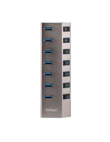StarTech.com Hub USB-C Autoalimentato a 7 Porte con Interruttori Individuali - Multipresa USB 3.0 5Gbps per Notebook e PC