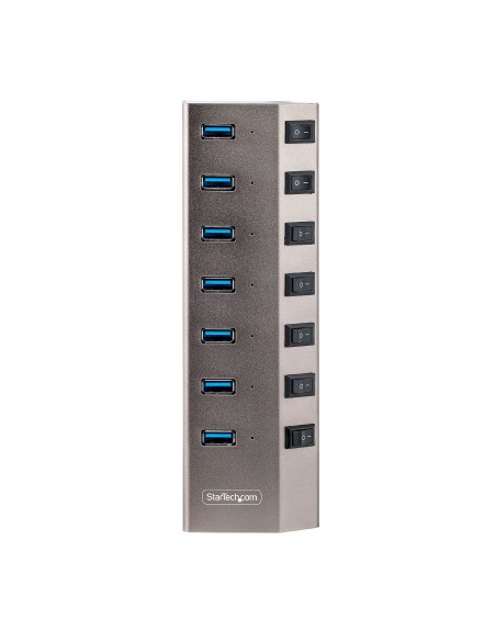 StarTech.com Hub USB-C Autoalimentato a 7 Porte con Interruttori Individuali - Multipresa USB 3.0 5Gbps per Notebook e PC