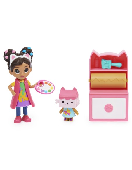Gabby's Dollhouse Set Art Studio con 2 personaggi giocattolo, 2 accessori, scatola con sorpresa e mobile, giocattolo per