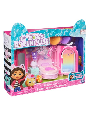 Gabby's Dollhouse Primp and Pamper Bathroom con personaggio MerCat, 3 accessori, 3 mobili e 2 scatole con sorpresa, giocattoli
